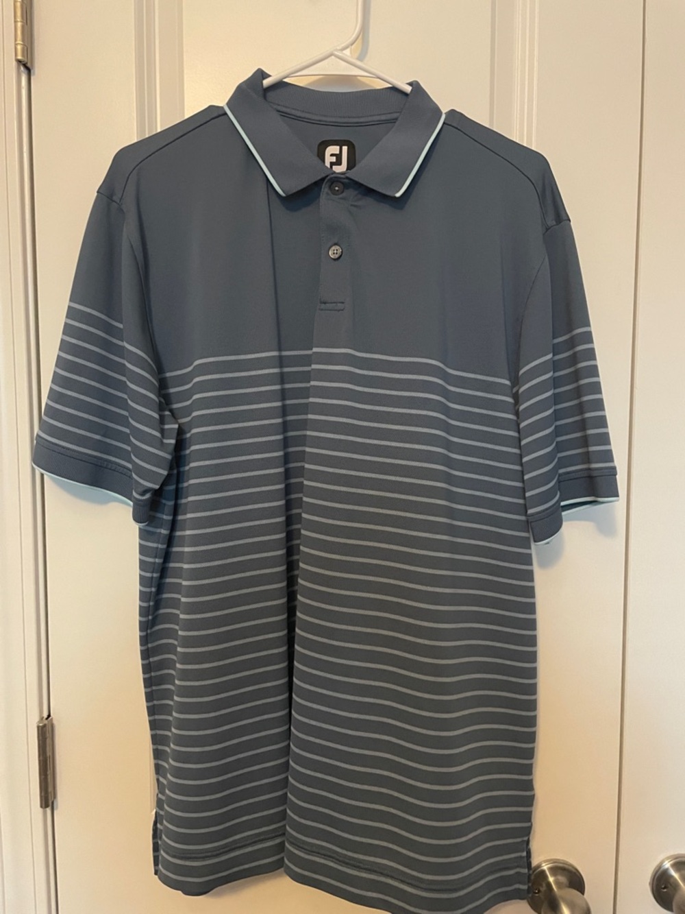 FootJoy Men's Slate Blue Striped Golf Polo